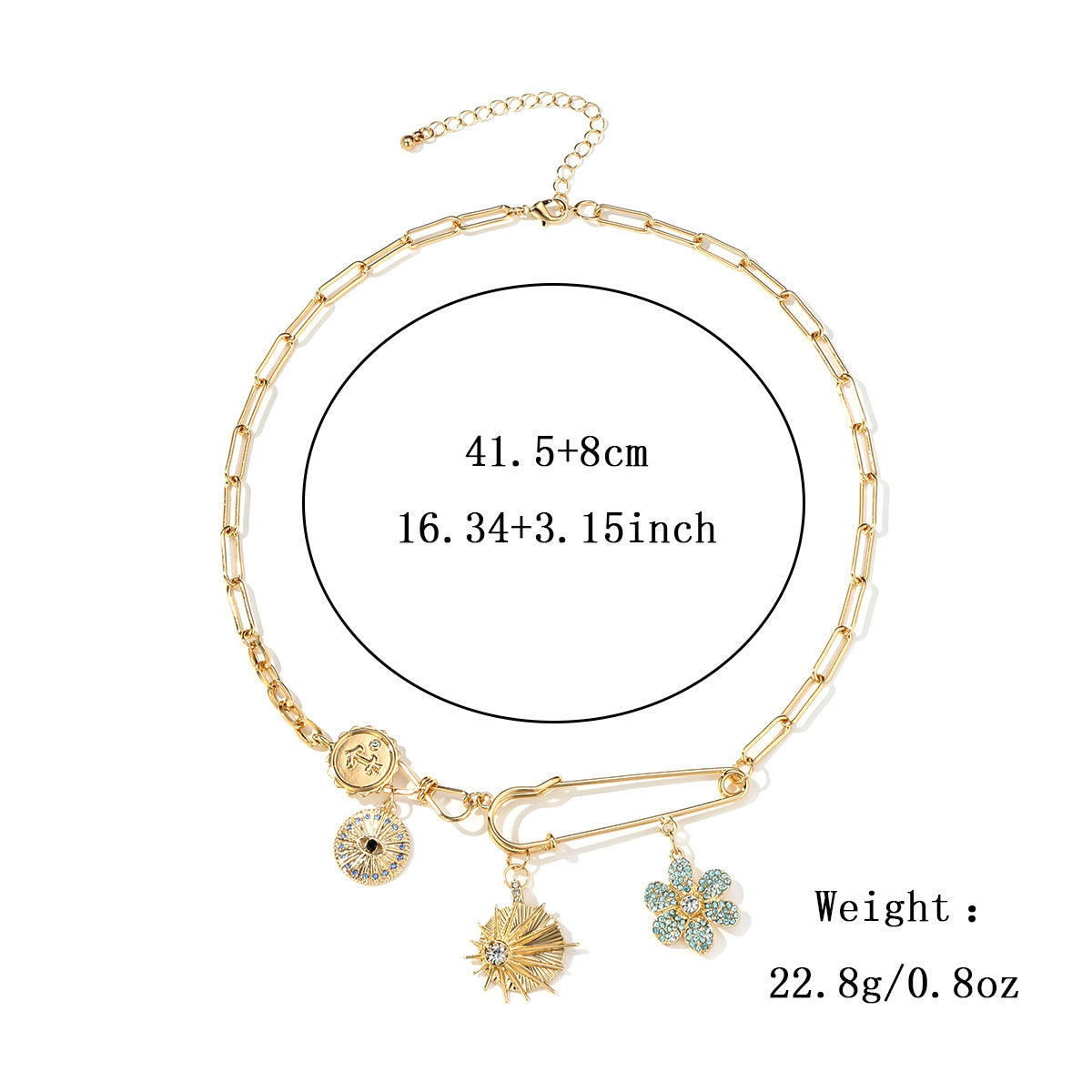 Mystical Rhinestone Charms Pendant Necklace