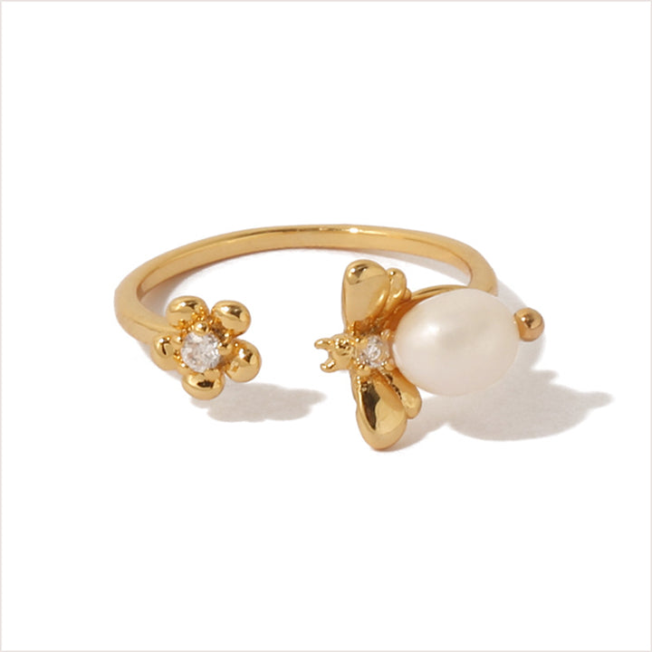 Bee and Flower Open Ring