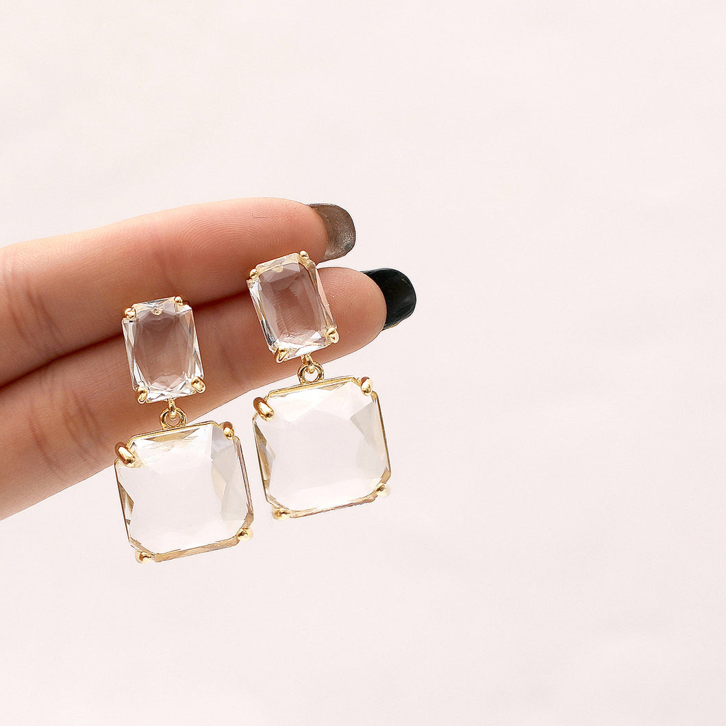 Crystal Cube Dangle Earrings