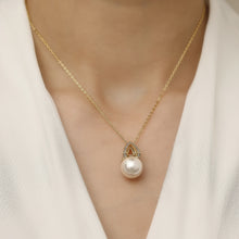 Load image into Gallery viewer, Diamond-Studded Pearl Necklace
