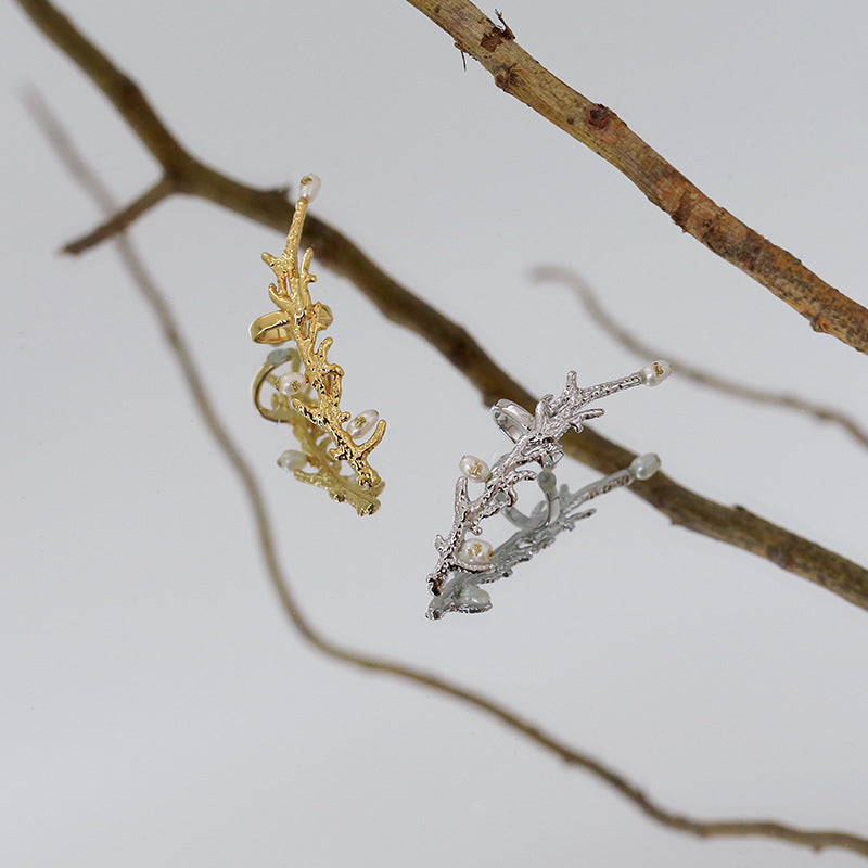 Pearl Bead Twig Ear Cuff