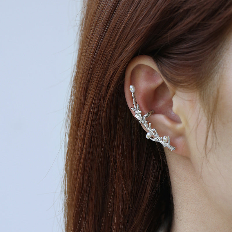 Pearl Bead Twig Ear Cuff