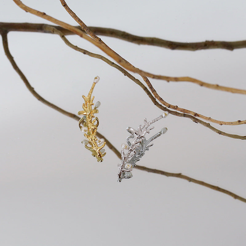 Pearl Bead Twig Ear Cuff