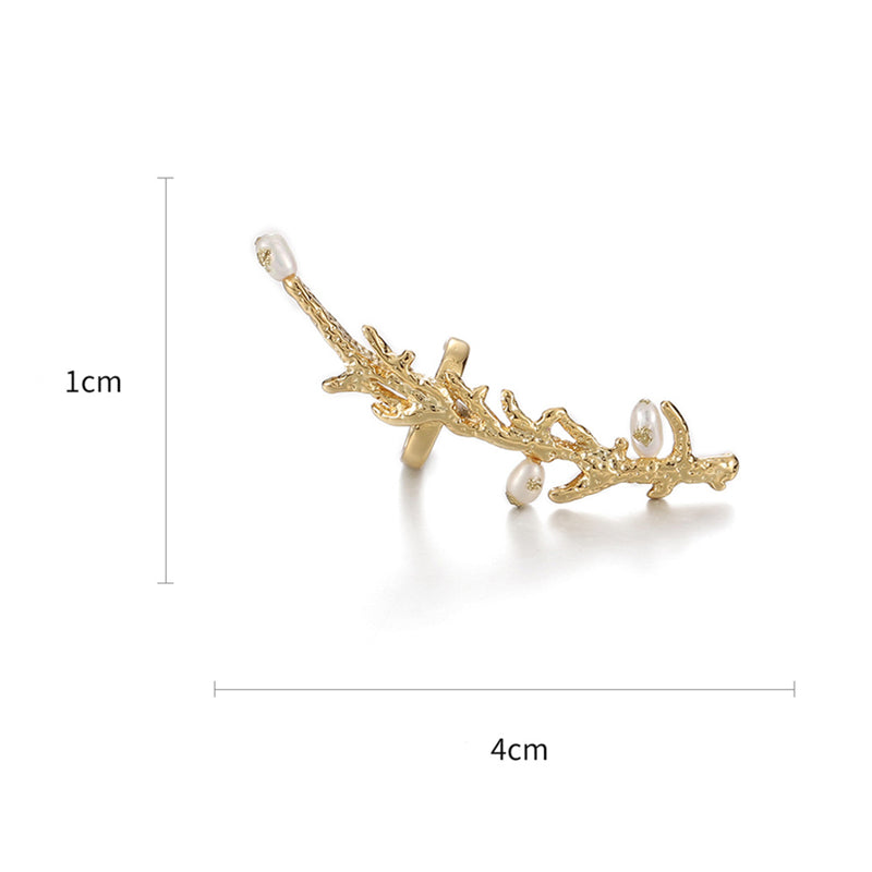 Pearl Bead Twig Ear Cuff