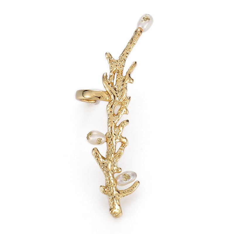 Pearl Bead Twig Ear Cuff