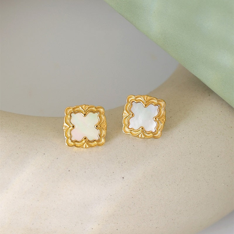Vintage White Shell Earrings