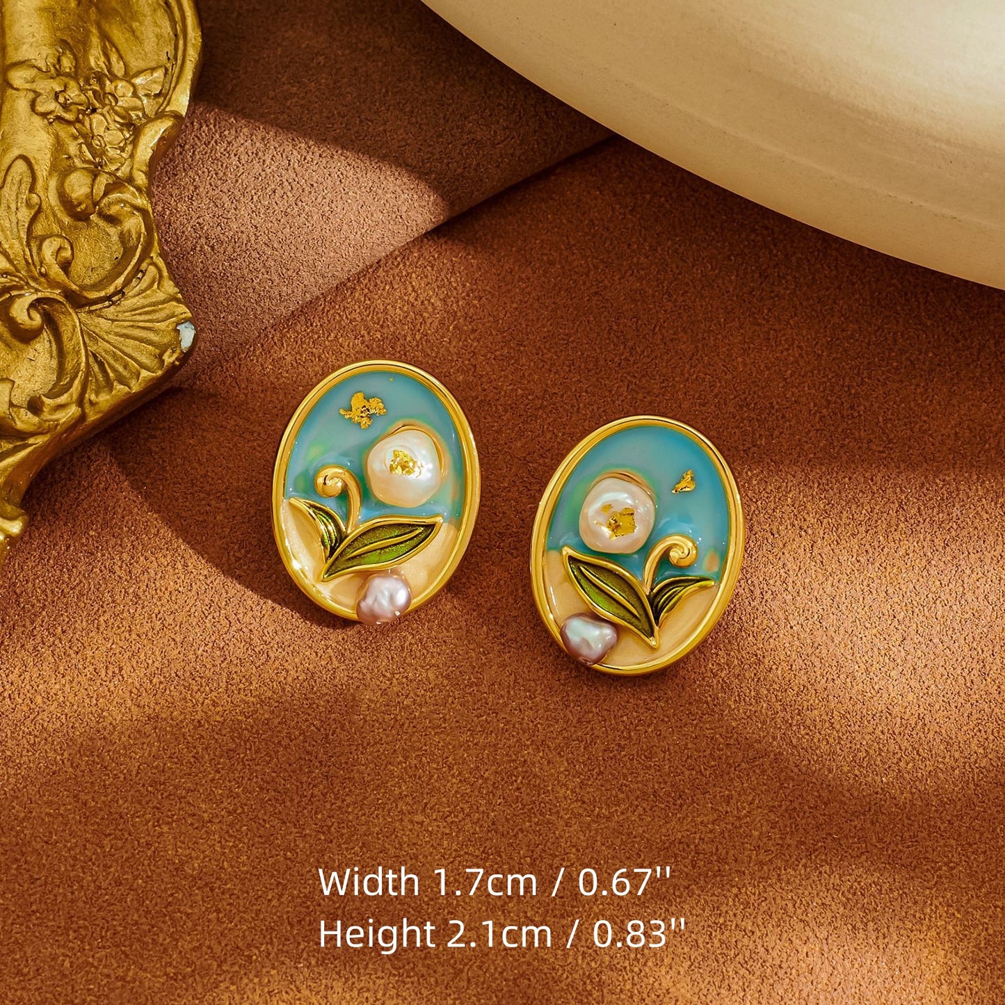 Enamel Oil Painting Vintage Stud Earrings