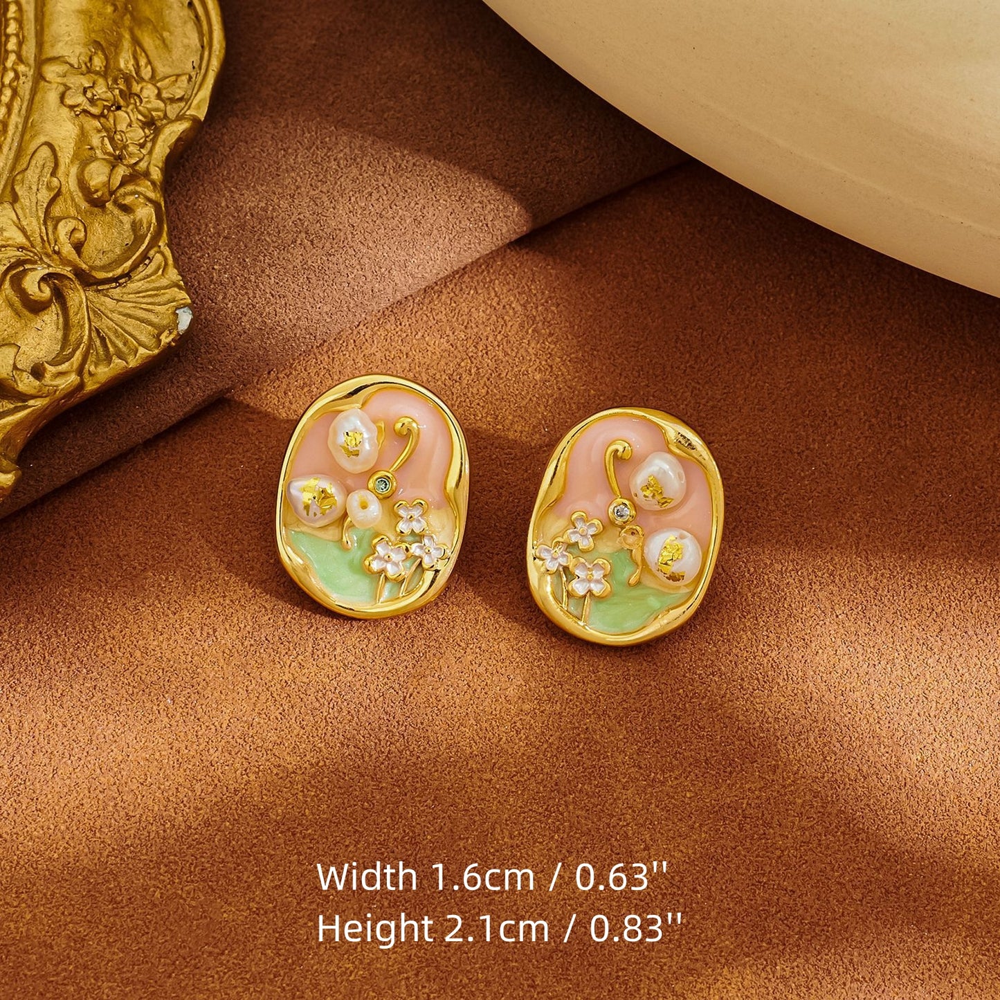 Enamel Oil Painting Vintage Stud Earrings