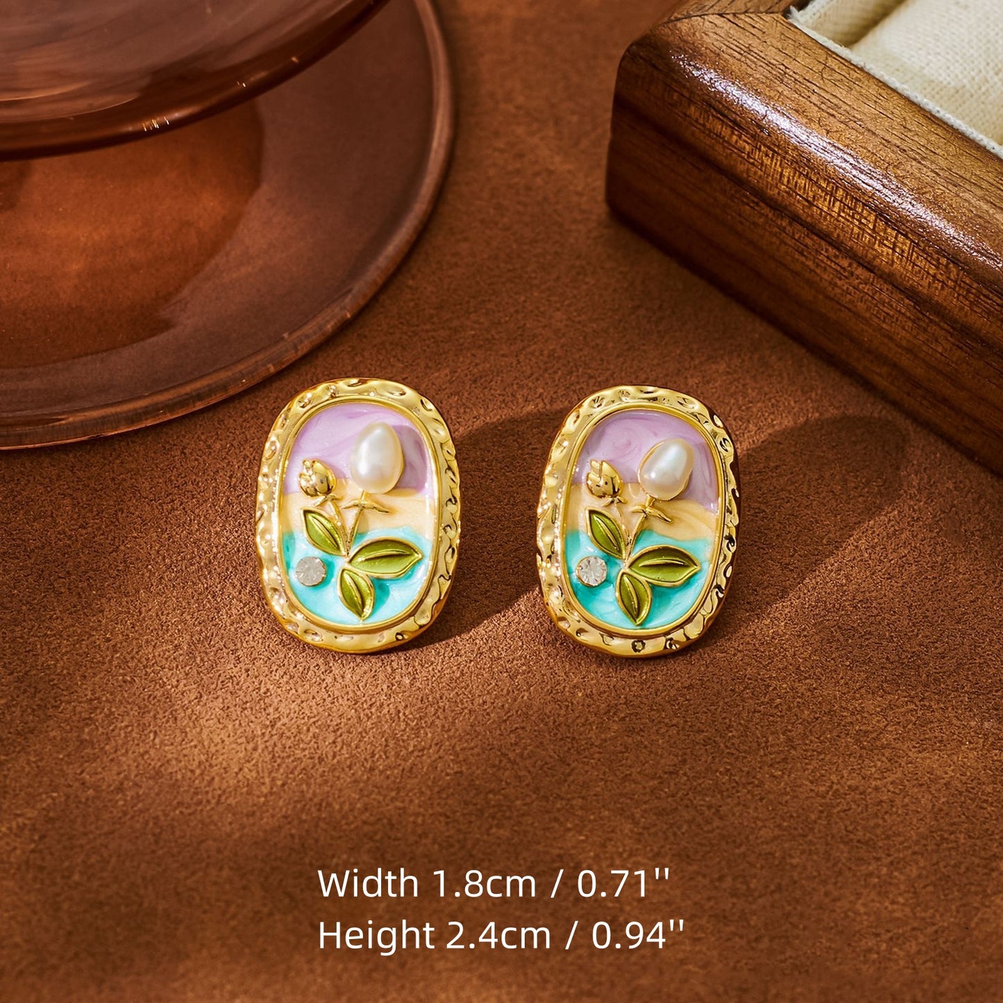 Enamel Oil Painting Grace Stud Earrings