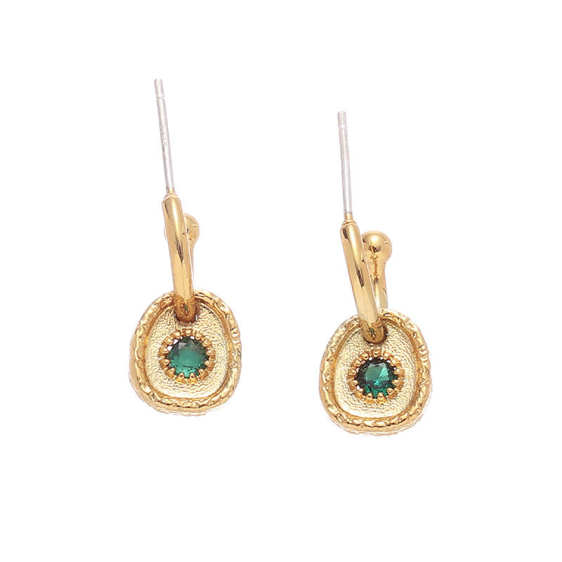 French Emerald Antique Pendant Earrings Necklace Set