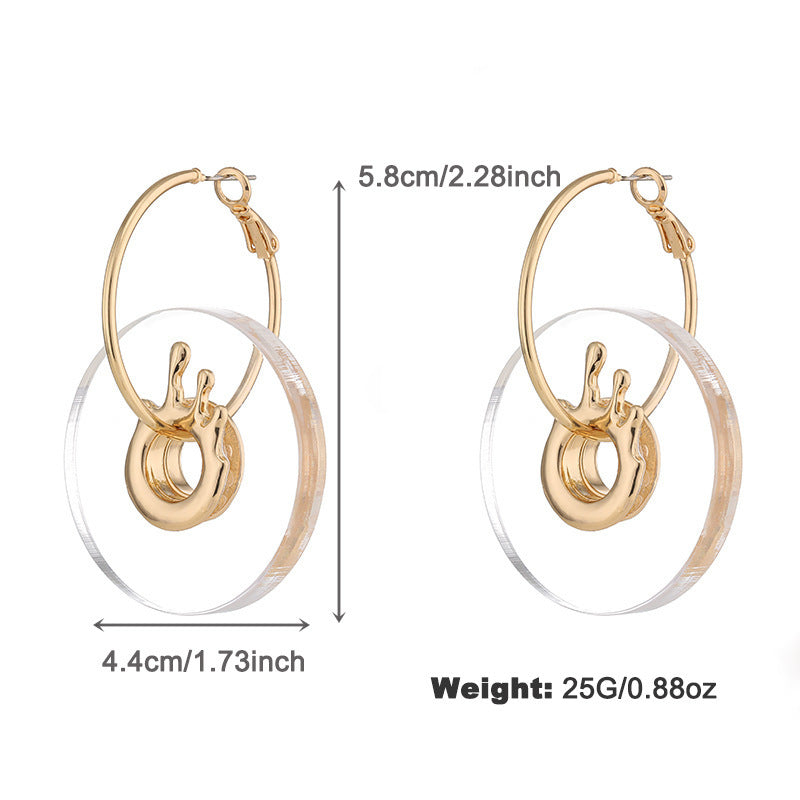 Irregular Melting Liquid Metal Crystal Hoop Earrings