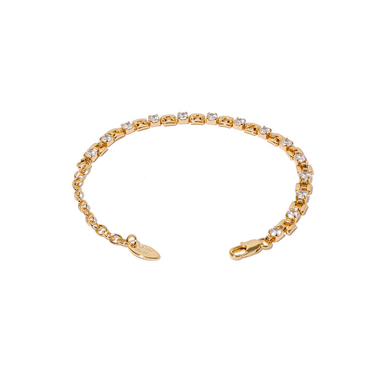 Vintage Rhinestone Block Chain Bracelet