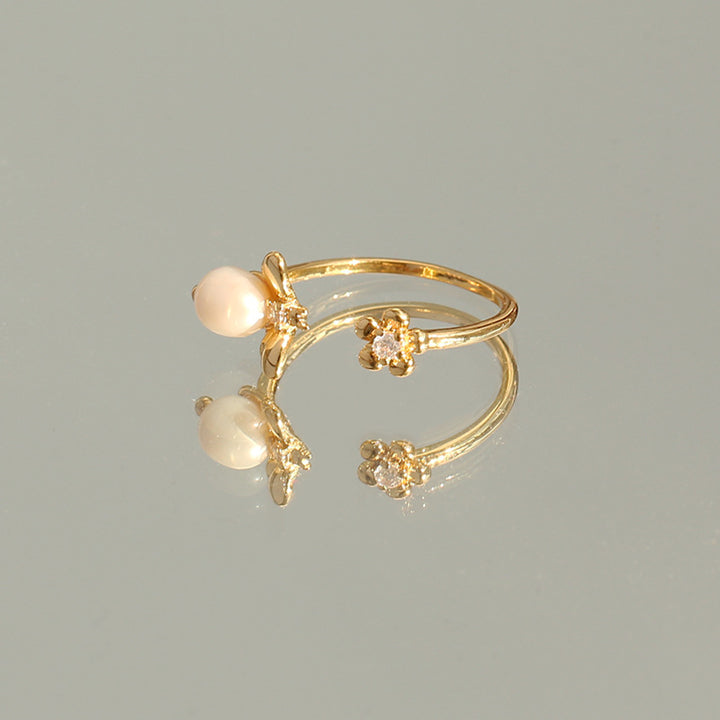 Bee and Flower Open Ring
