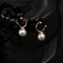 Load image into Gallery viewer, French Sleek Hoop Pearl Earrings

